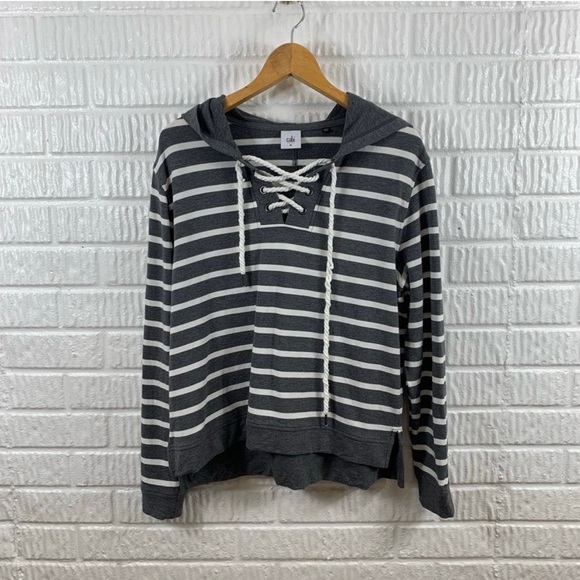 CAbi Tops - CAbi Gray Striped Hoodie